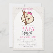 Invitation Un petit Baby shower asiatique Bao Fille Rose Dump (Devant)
