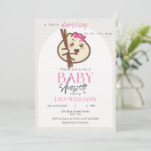 Invitation Un petit Baby shower asiatique Bao Fille Rose Dump (Debout devant)