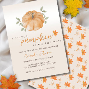 Invitation Un Petit Baby shower Automne Orange Citrouille