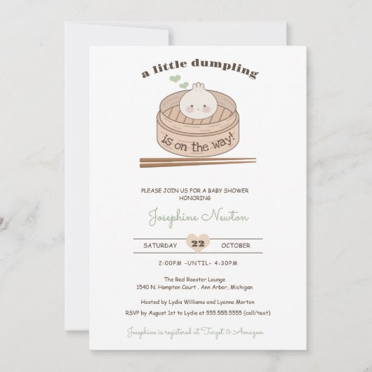Invitation Un Petit Baby shower Bao Dumpling (Devant)