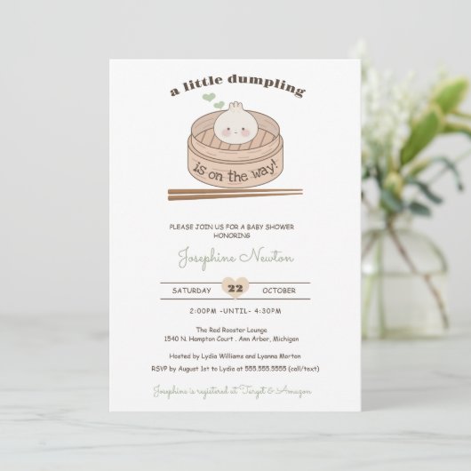 Invitation Un Petit Baby shower Bao Dumpling (Debout devant)