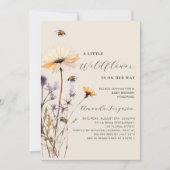 Invitation Un petit baby shower beige fleur sauvage (Devant)