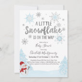 Invitation Un petit Baby shower bleu flocon (Devant)