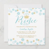 Invitation Un petit Baby shower Blue Gold Parties scintillan (Devant)