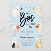 Invitation Un Petit Baby shower Boo Blue Halloween Ghost Boy (Devant / Derrière)