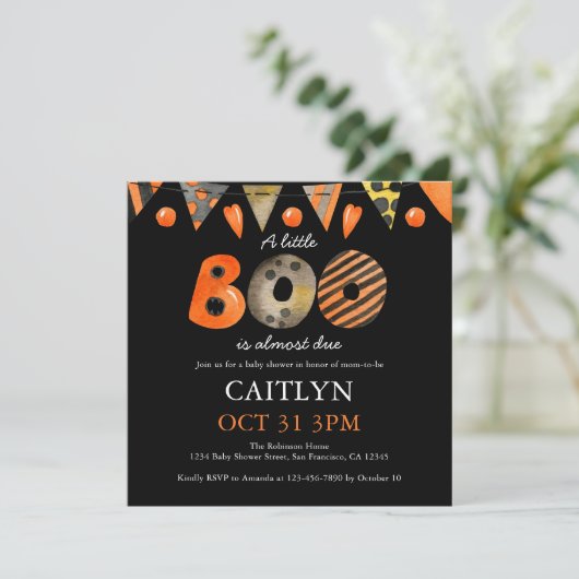 Invitation Un petit Baby shower Boo Halloween (Debout devant)
