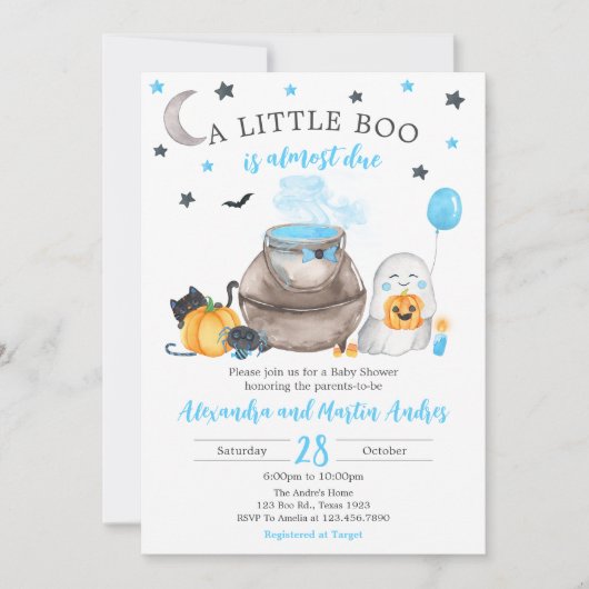 Invitation Un petit Baby shower Boo Halloween (Devant)
