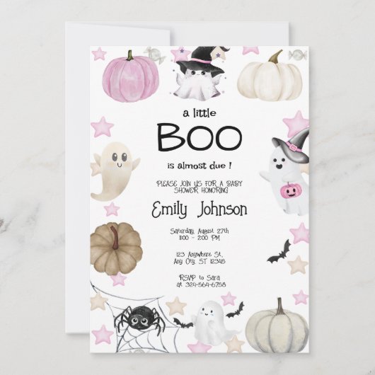 Invitation Un petit Baby shower Boo Halloween (Devant)