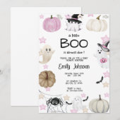 Invitation Un petit Baby shower Boo Halloween (Devant / Derrière)