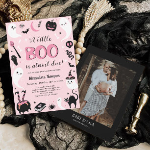 Invitation Un petit Baby shower Boo Pink Halloween
