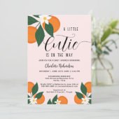 Invitation Un Petit Baby shower Botanique De Citrus Orange (Debout devant)