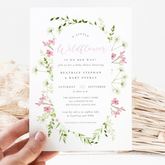 Invitation Un petit Baby shower botanique Fleur sauvage pour 