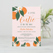 Invitation Un Petit Baby shower Botanique Orange Citrus Cutie (Debout devant)