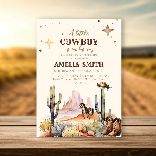 Invitation Un petit Baby shower Brown de garçon occidental Co