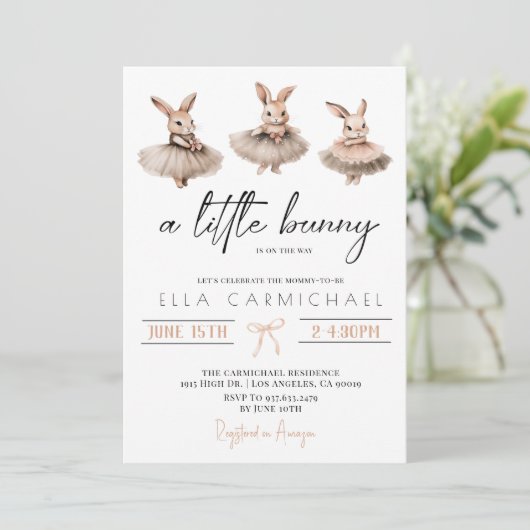 Invitation Un Petit Baby shower Bunny (Debout devant)