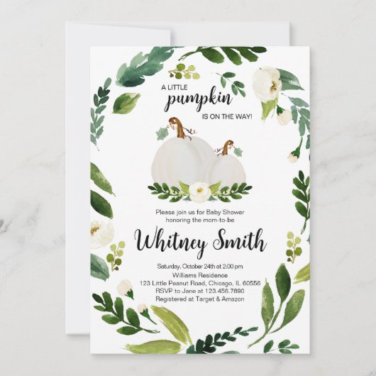 Invitation Un Petit Baby shower Citrouille (Devant)