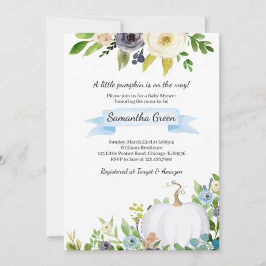 Invitation Un Petit Baby shower Citrouille (Devant)