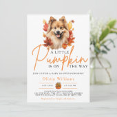 Invitation Un petit Baby shower Citrouille Automne CHIEN (Debout devant)