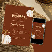 Invitation Un petit baby shower citrouille blanc brun citroui