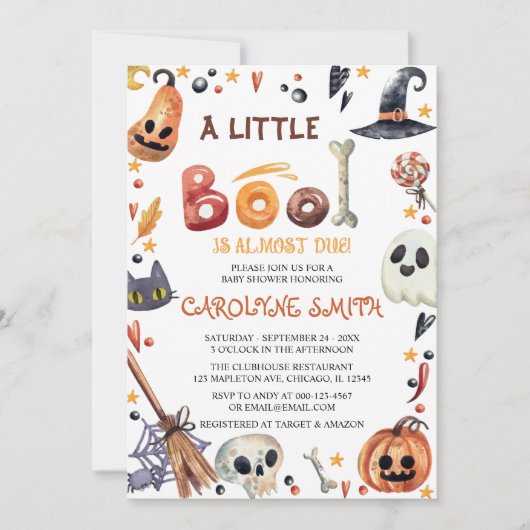 Invitation Un petit Baby shower Citrouille Boo Halloween (Devant)