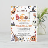 Invitation Un petit Baby shower Citrouille Boo Halloween (Debout devant)