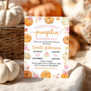 Invitation Un petit Baby shower Citrouille de fille automnale