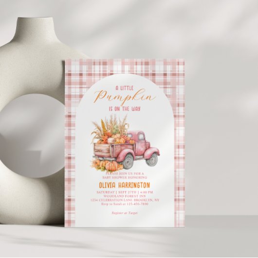 Invitation Un petit Baby shower Citrouille de fille de camion