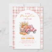 Invitation Un petit Baby shower Citrouille de fille de camion (Devant)