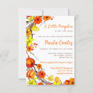 Invitation Un Petit Baby shower Citrouille De Wreath D'Automn