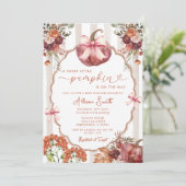 Invitation Un petit Baby shower Citrouille doux Marsala Bow (Debout devant)