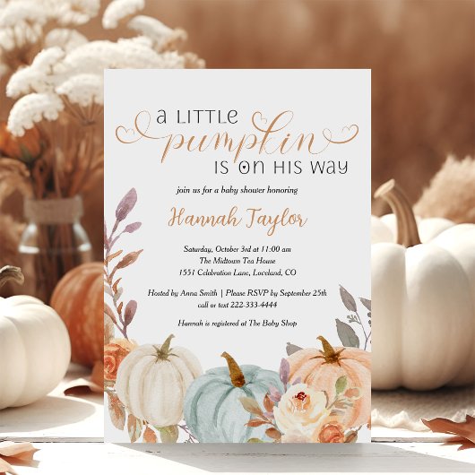 Invitation Un petit Baby shower Citrouille Fall Boy