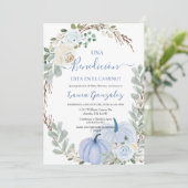 Invitation Un petit Baby shower citrouille garçon en espagnol (Debout devant)