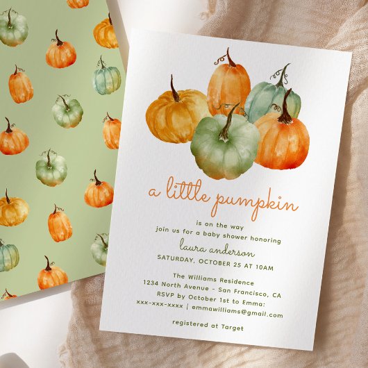 Invitation Un petit Baby shower Citrouille - Neutre sur le ge