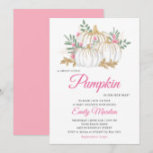 Invitation Un petit Baby shower Citrouille rose Boho Floral f (Devant / Derrière)