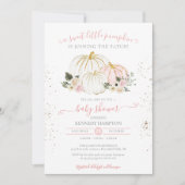Invitation Un Petit Baby shower Citrouille Rose White Girl (Devant)