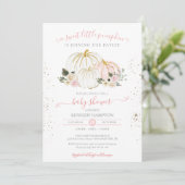 Invitation Un Petit Baby shower Citrouille Rose White Girl (Debout devant)