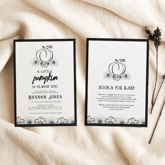 Invitation Un petit Baby shower citrouille Skulls & Flowers