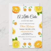 Invitation Un Petit Baby shower Citrus Orange Au Citron Cutie (Devant)