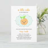 Invitation Un petit Baby shower Clementine Cutie - Orange (Debout devant)