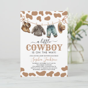 Invitation Un petit Baby shower Cowboy Wild West Brown Cowboy