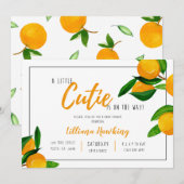 Invitation Un Petit Baby shower Cutie Orange Citrus Thème (Devant / Derrière)
