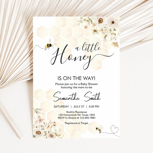 Invitation Un petit Baby shower d'abeilles au miel