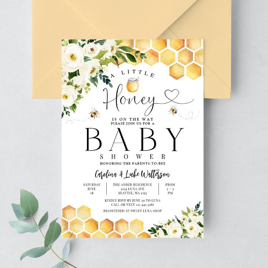 Invitation Un petit Baby shower d'abeilles au miel