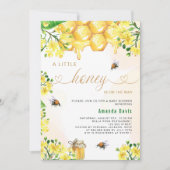 Invitation Un petit baby shower d'abeilles jaune miel (Devant)