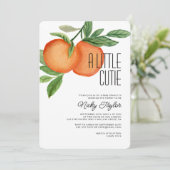 Invitation Un petit Baby shower d'agrumes à l'aquarelle Cutie (Debout devant)