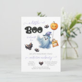 Invitation Un petit Baby shower d'aquarelle Boo Halloween (Debout devant)