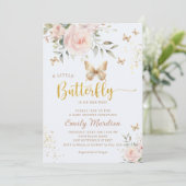 Invitation Un petit baby shower d'aquarelle papillon (Debout devant)