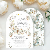 Invitation Un petit Baby shower d'aquarelle rustique papillon