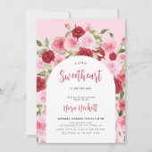 Invitation Un petit Baby shower d'arc rose floral (Devant)
