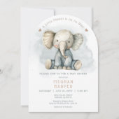 Invitation Un petit Baby shower d'arche bleu d'éléphant d'ara (Devant)
